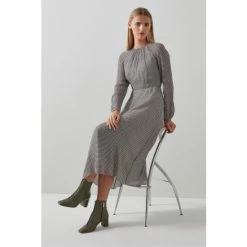 LK Bennett Addison Navy Blue Graphic Print Midi Dress