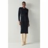 LK Bennett Navy Blue Ali Wool Cotton Ribbed Knit Dress