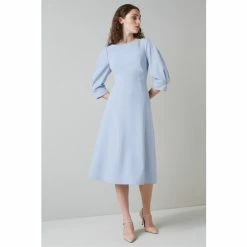 LK Bennett Blue Lemoni Crepe Fit And Flare Dress