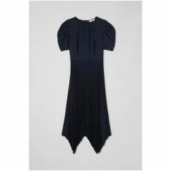 LK Bennett Blue Pleated Asymmetric Hem Summer Dress -LK Bennett Shop unnamed file 803