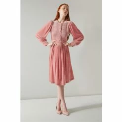 LK Bennett Pink Sigrid Velvet Smocked Dress -LK Bennett Shop unnamed file 807