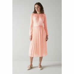 LK Bennett Avery Black Houndstooth Print Pleated Midi Dress