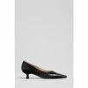 LK Bennett Dakota Croc-Effect Patent Leather Kitten Heel Black Courts