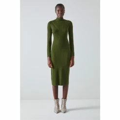 LK Bennett Green Brigitte Merino Wool Ribbed Knitted Dress -LK Bennett Shop unnamed file 826