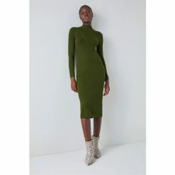 LK Bennett Green Brigitte Merino Wool Ribbed Knitted Dress -LK Bennett Shop unnamed file 827