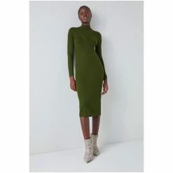 LK Bennett Green Brigitte Merino Wool Ribbed Knitted Dress -LK Bennett Shop unnamed file 828