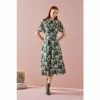 LK Bennett Green Elowen Chrysanthemum Print Midi Dress