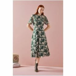LK Bennett Green Elowen Chrysanthemum Print Midi Dress -LK Bennett Shop unnamed file 831