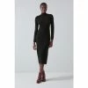LK Bennett Brigitte Merino Wool Ribbed Knitted Black Dress