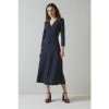 LK Bennett Lottie Blue Ruched Front Midi Dress
