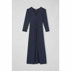 LK Bennett Lottie Blue Ruched Front Midi Dress -LK Bennett Shop unnamed file 877