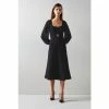 LK Bennett Perdy Black Crepe Sheer Sleeve Dress