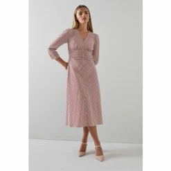 LK Bennett Red Gabrielle Graphic Print Silk Midi Dress