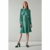 LK Bennett Green Mira Crepe Long Sleeve Tea Dress
