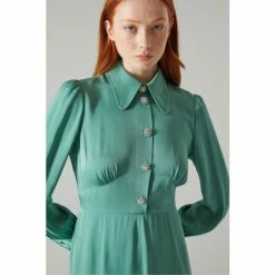LK Bennett Green Mira Crepe Long Sleeve Tea Dress -LK Bennett Shop unnamed file 902