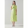 LK Bennett Green Sina Lime Cornflower Print Silk Blend Devoré Dress