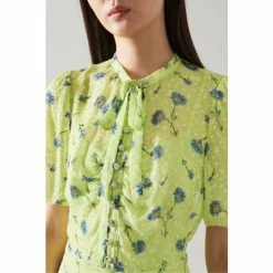 LK Bennett Green Sina Lime Cornflower Print Silk Blend Devoré Dress -LK Bennett Shop unnamed file 907