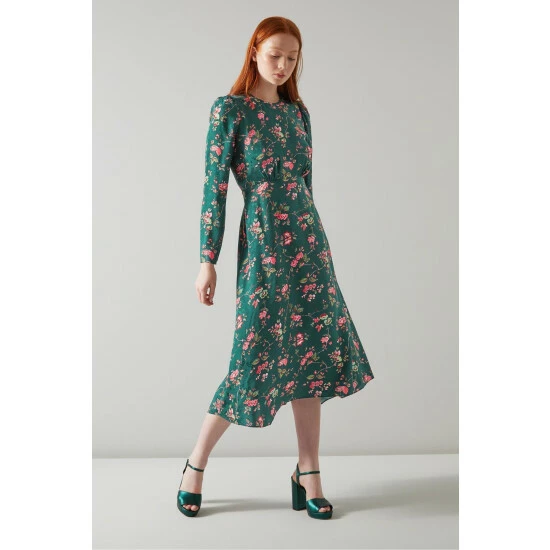 unnamed-file-914.jpg LK Bennett Green Angelica Silk Floral Print Jacquard Clematis Midi Dress -LK Bennett Shop unnamed file 914