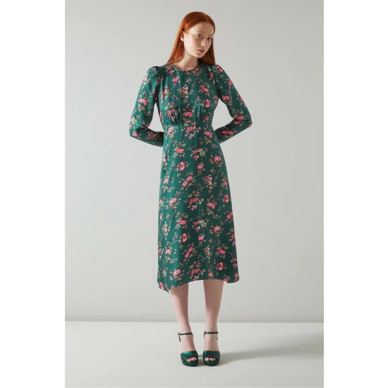 unnamed-file-916.jpg LK Bennett Green Angelica Silk Floral Print Jacquard Clematis Midi Dress -LK Bennett Shop unnamed file 916