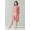 LK Bennett Red Flo Marguerite Print Contrast Collar Silk Dress