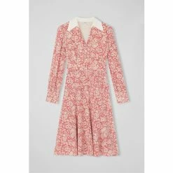 LK Bennett Red Flo Marguerite Print Contrast Collar Silk Dress -LK Bennett Shop unnamed file 932