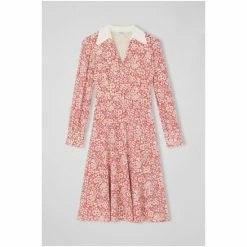 LK Bennett Red Flo Marguerite Print Contrast Collar Silk Dress -LK Bennett Shop unnamed file 933