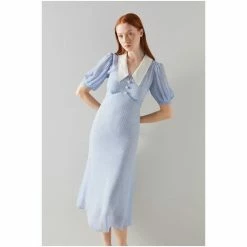 LK Bennett Blue Beecham Houndstooth Print Midi Dress -LK Bennett Shop unnamed file 936