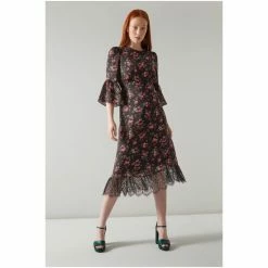 Lk Bennett Aggie Clematis Print Silk And Lace Trim Black Dress -LK Bennett Shop unnamed file 941
