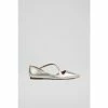 LK Bennett Silver Pandora Leather Asymmetric Strap Flats