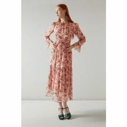 LK Bennett Pink Swinton Silk Devoré Clematis Print Midi Dress -LK Bennett Shop unnamed file 978