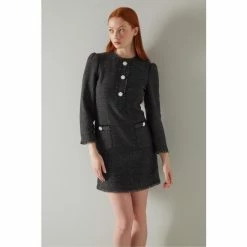 Lk Bennett Chelsea Black Sparkle Tweed Dress