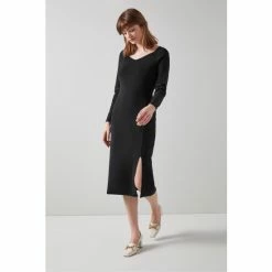 LK Bennett Scarlett Black Crepe Sweetheart Neckline Dress -LK Bennett Shop unnamed file 992