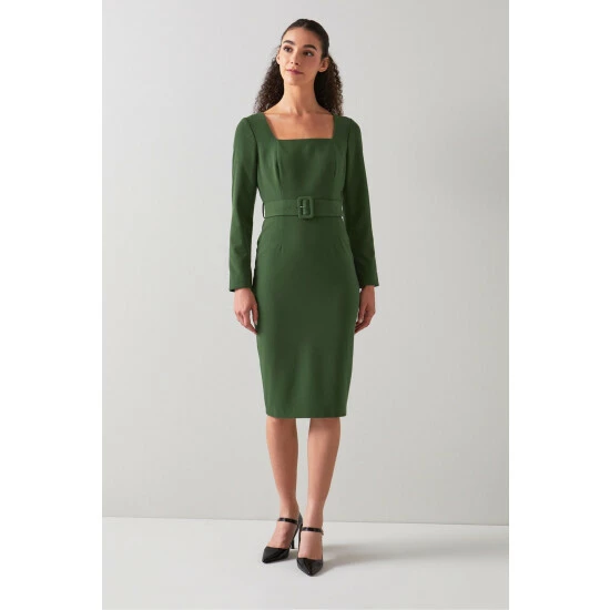 unnamed-file-996.jpg LK Bennett Green Carrington Recycled Polyester Blend Square Neck Dress -LK Bennett Shop unnamed file 996