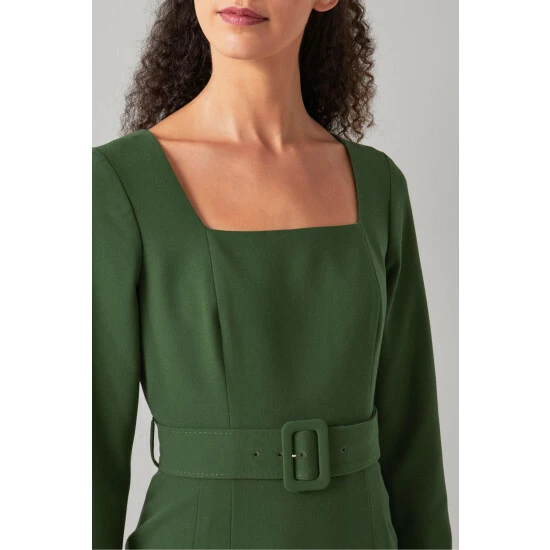 unnamed-file-998.jpg LK Bennett Green Carrington Recycled Polyester Blend Square Neck Dress -LK Bennett Shop unnamed file 998