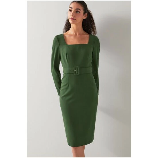 unnamed-file-999.jpg LK Bennett Green Carrington Recycled Polyester Blend Square Neck Dress -LK Bennett Shop unnamed file 999